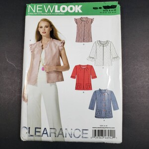 May include: A sewing pattern for a jacket, blouse, and waistcoat. The pattern is for sizes 4-16. The pattern is from Newlook and is marked clearance.