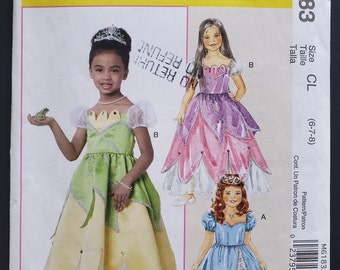 Children's and Girls' Princess Costumes McCalls M6183 Sewing Pattern 2010 Size 6 7 8 UNCUT