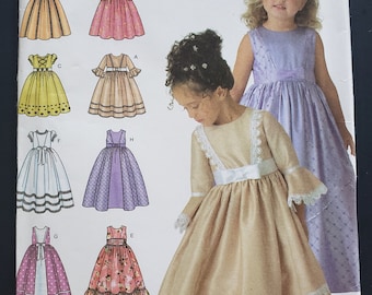 Childs Special Occasion Dresses with Length and Trim Variations Simplicity 4337 Sewing Pattern 2005 Size 3 to 6 Out of Print UNCUT