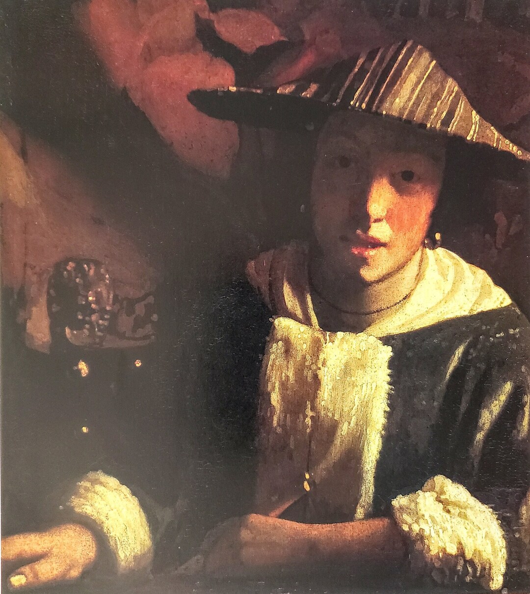 Girl With a Flute by Johannes Vermeer or His Associate Book Plate 17th