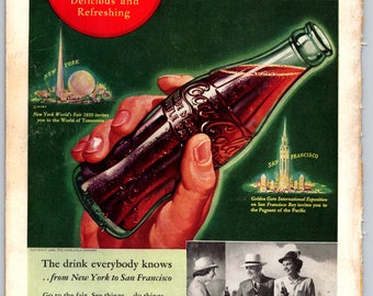 Publicité Magazine Coca-Cola 1939 – Let's Get A Coca-Cola – Original Vintage