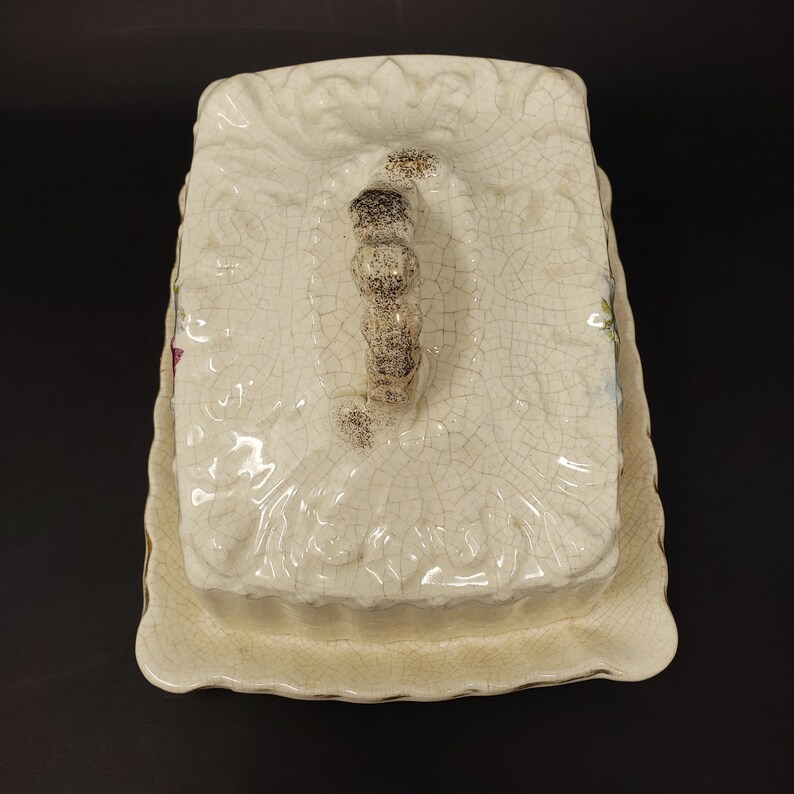Antique Ironstone Cheese Keeper Covered Cheese Dish Floral Etsy