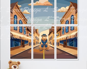 "Agent Capybara Comes To Town" Digital Wall Art Set