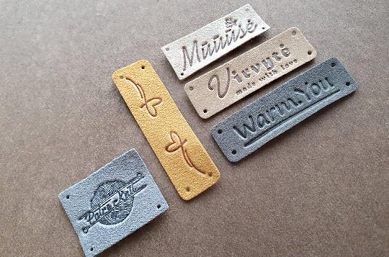 Custom Text Handmade Embossed Labels 50 pcs Synthetic Etsy