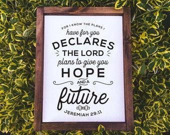 Jeremiah 29:11 Wood Sign, Bible Verse Wall Decor, Graduation Gift