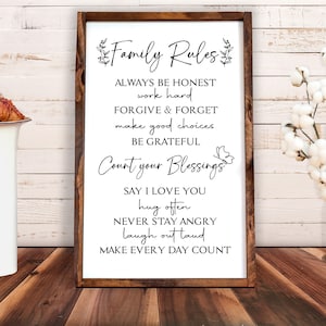 Family Rules Sign Decor, Family Sign, Wall Decor Sign, Family Gift, Housewarming Gift, Christmas Gift, Inspirational Sign, House Rules