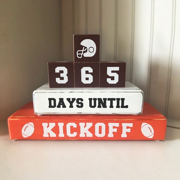 Kickoff Day Countdown, American Football Countdown blocks, Boy / Dad Gift