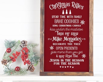 Christmas Rules Sign Decor, Christmas Sign, Wall Decor Sign, Family Gift, Housewarming Gift, Christmas Gift, Inspirational Sign