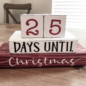 25 Days Until Christmas Countdown, Wooden countdown cubes,