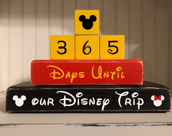 365 Days Disney Countdown, Disney word planner blocks, Custom Disney Countdown, Disney Trip countdown blocks,