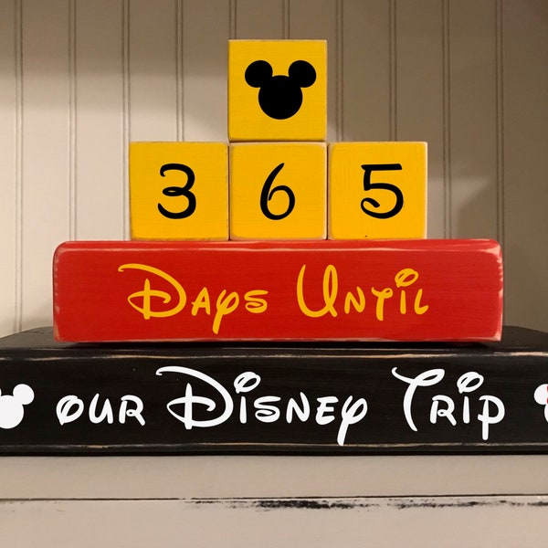 Compte à rebours Disney 365 jours, blocs de planification de mots Disney, compte à rebours Disney personnalisé, blocs compte à rebours Disney Trip,