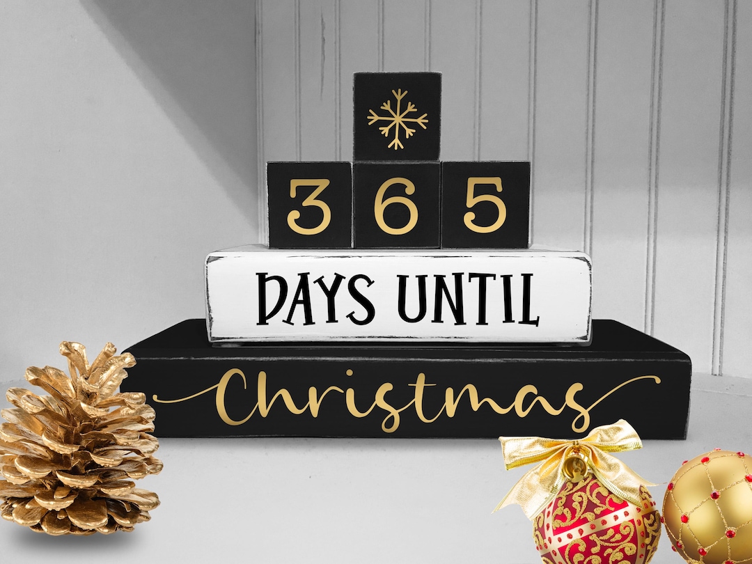 Wood Christmas Countdown Blocks, Black and Gold Holiday Decor - Etsy