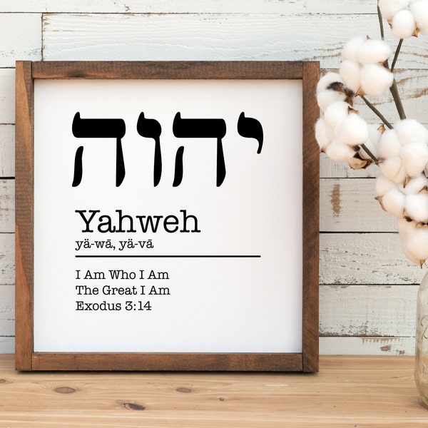Yahweh Wall Sign Decor, Names of God Sign, Wall decor Sign, Inspirational Sign wall Decor