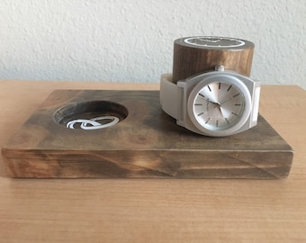 Pine Wood Ring and Watch Stand, Jewelry Storage