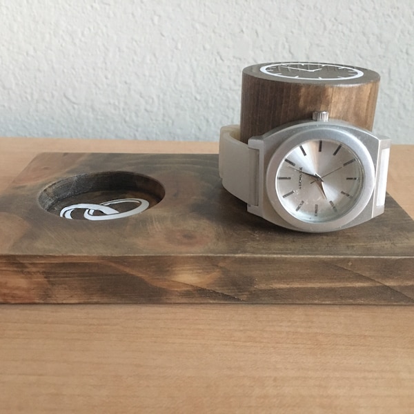 Wooden Ring and watch stand, watch holder, ring holder, jewelry storage