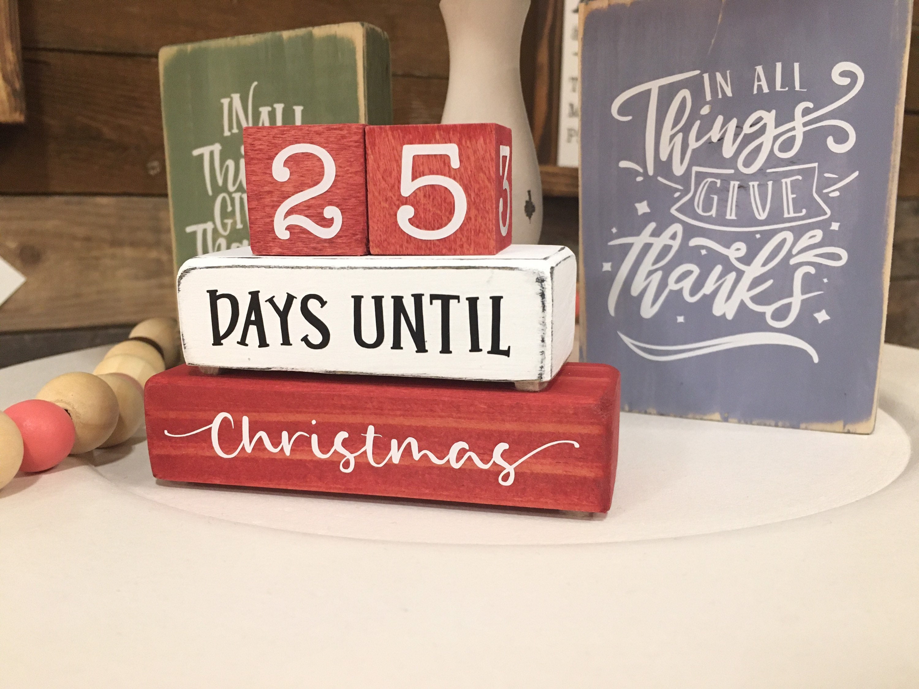 Christmas Mini Countdown Tiered Tray Decor, 25 Days Until Christmas ...