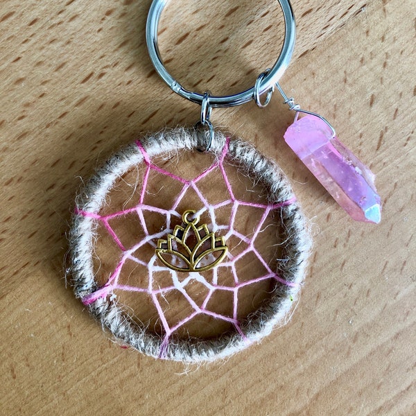 Lotus Crystal Dreamcatcher Keychain