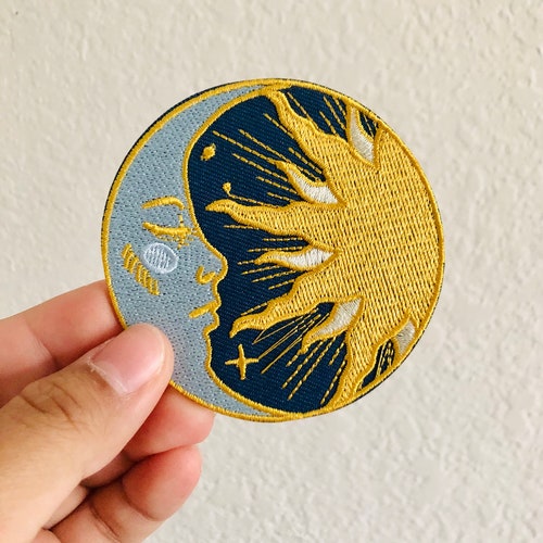 Moon Patch Moon and Sun Iron-on Embroidered Patch 96 - Etsy