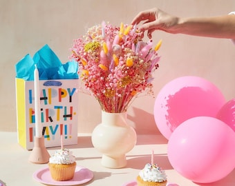 Birthday Dried Flower Bouquet: Boho Home Decor, Preserved Gypsophila