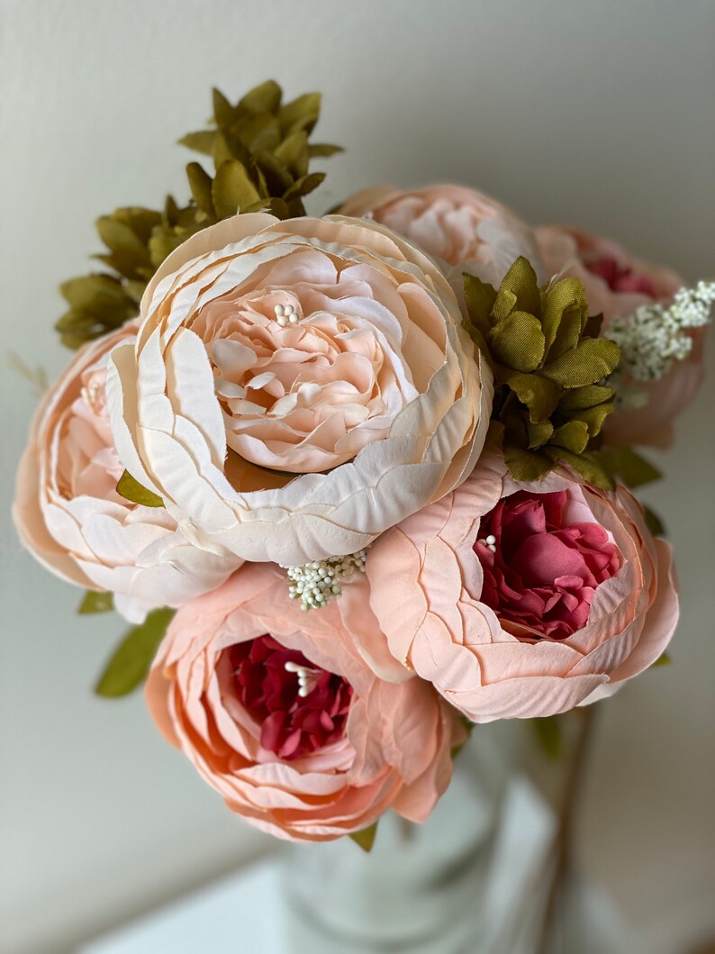 ROYAL FAUX PEONY 8 Heads Luxe Champagne Color Quality Etsy