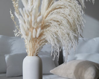 Bundle Ivory Pampas Bunny Set - Wedding Centerpiece Dry Flower Bouquet Home Decor Boho Decor Bridal Bouquet Bridesmaids Bunch Bunny Tails