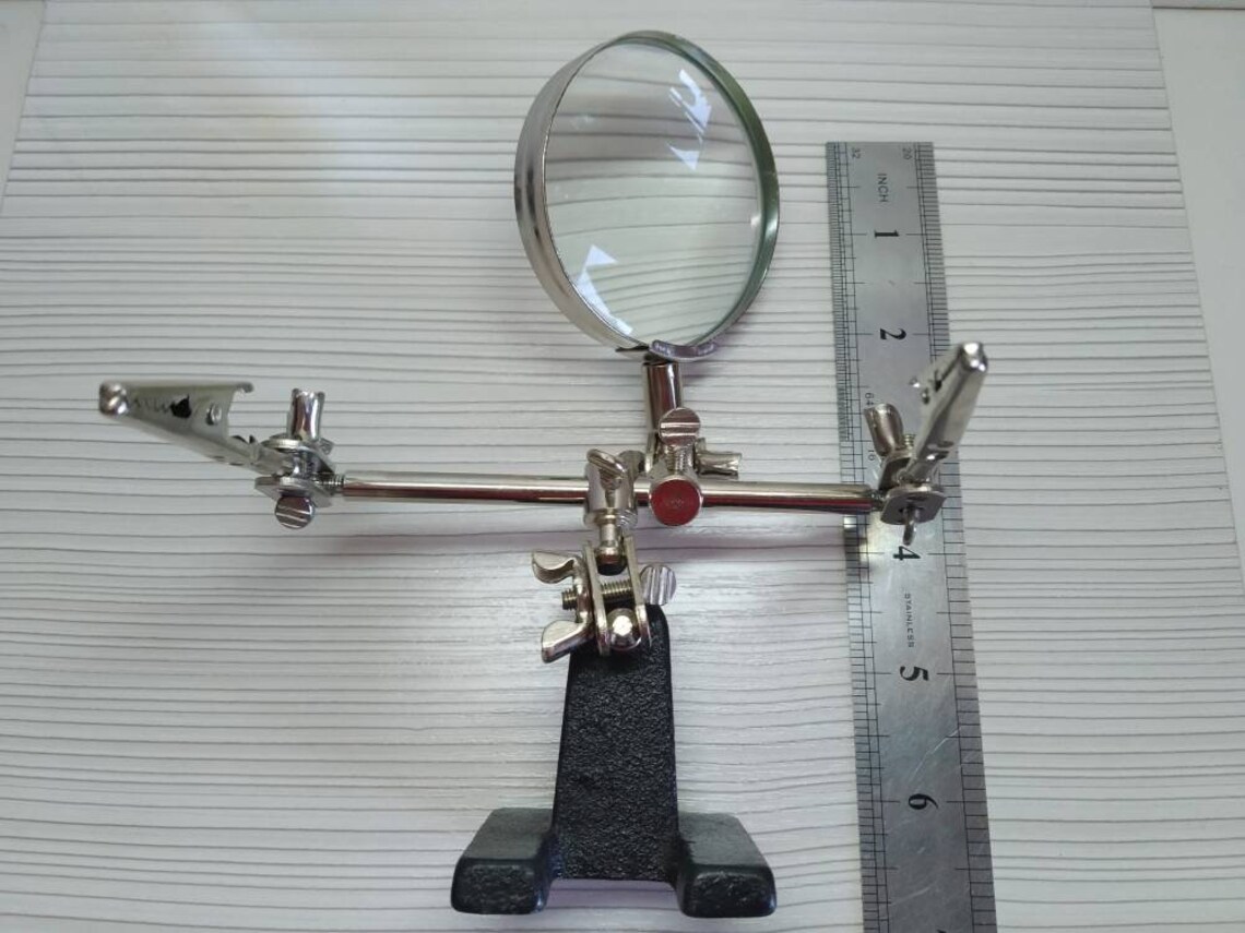 Soldering Stand Helping Hand With Magnifying Glass Third Hand Etsy