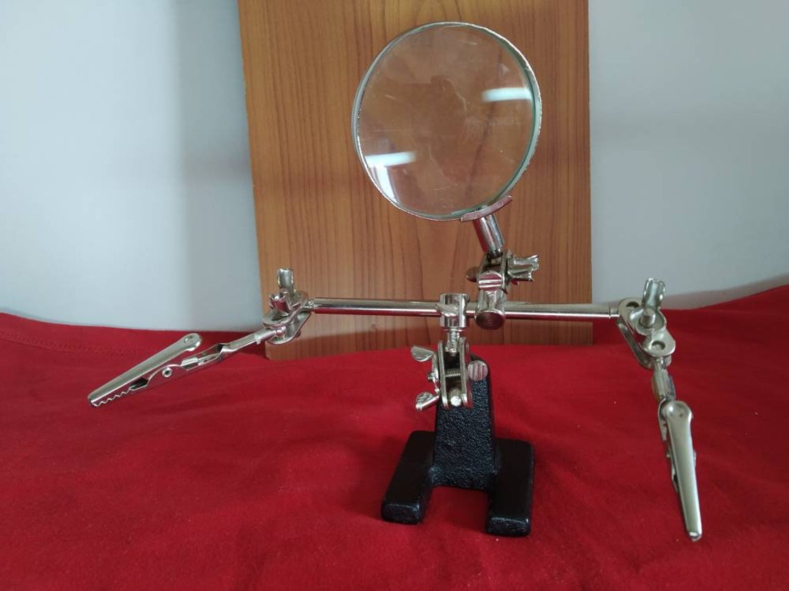 Soldering Stand Helping Hand With Magnifying Glass Third Hand Etsy