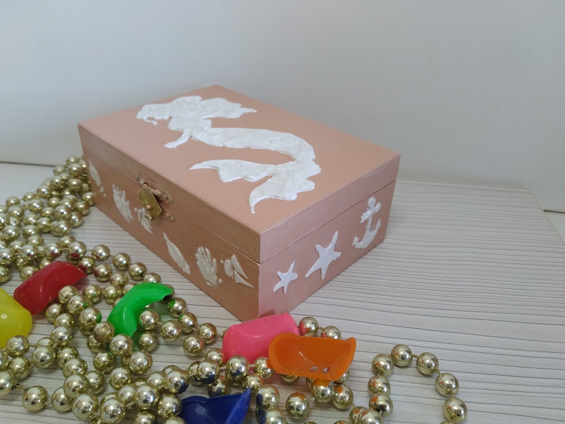 Girls Wood Jewelry Box / Mermaid Wood Jewelry Box / Mermaid Etsy