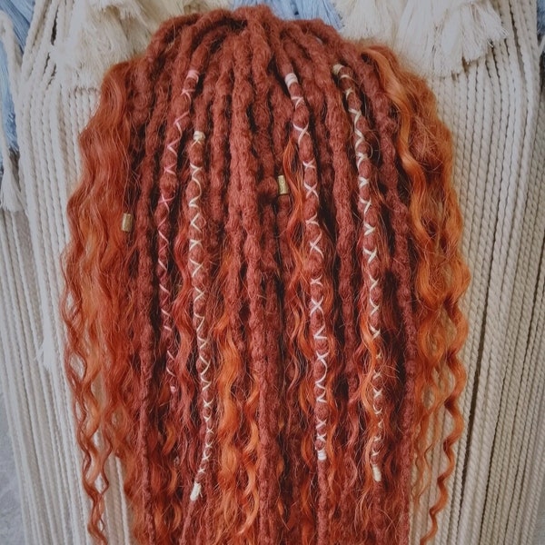 Synthetic crochet dreads extension Сurly dreads De dreads Fiery red color.