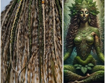 Handmade Crochet Dreads: Blonde, Green, Brown textured dreads Curly dreads Boho style