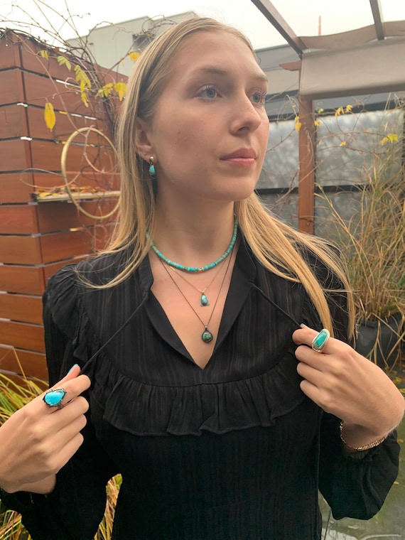 black dress with turquoise jewelry Turquoise Beaded Necklace - Shop Long Turquoise Necklaces | The Jewelry Junkie main image 0