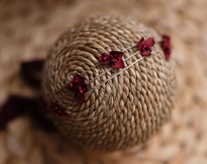 Dainty Burgundy Tieback, Newborn, Sitter