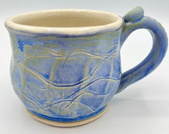 Ceramic Blue Pottery Coffee Mug with Handle