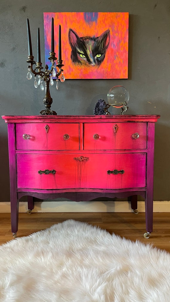 SOLD Do NOT Purchase. Vintage Hand Painted Bohemian Goth Dresser