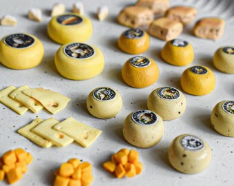 Miniature Cheeses Polymer Clay / Hand Sculpted and Painted Diorama / Model Making Accessories / Craft Supplies Dollhouse Kitchen / Cheddar, Wheel of Cheese, Camembert