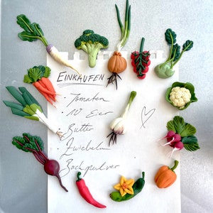 Fimo Küchen /Kühlschrankmagnete Gemüse / Küchendeko realistisch / Veggies als Geschenk oder Deko / Hobbykoch / Organizer / Magnetisch Bild 1