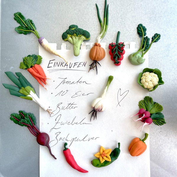 Fimo Küchen- /Kühlschrankmagnete Gemüse / Küchendeko realistisch / Veggies als Geschenk oder Deko / Hobbykoch / Organizer / Magnetisch