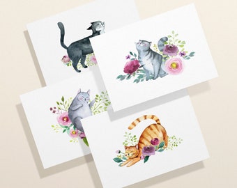 Social Stationery Modern Stationary Gifts for Cat Lovers Exotic Shorthair Personalized Flat Note Cards CT1 Cat Stationery