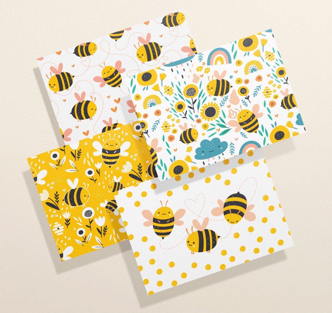 Bumble Bee Note Cards 12 24 or 48 EcoFriendly Note Cards Etsy