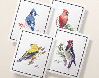 Love Birds Set of 10 Illustrated All Occasion Note Cards Boxed Stationery Set 