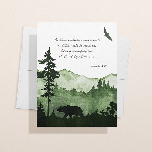 Green Christian Scripture Greeting Cards Bible Verse Cards Etsy
