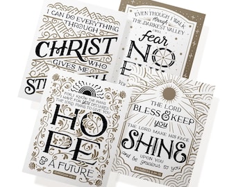 Christian Encouragement Cards - Scripture Greeting Set of 12 with Envelopes