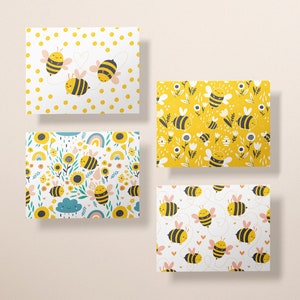 Bumble Bee Greeting Cards Bees Cards Set Bees and Flowers Greeting Cards Bees and Hearts Cards Set of 12 Cards & Envelopes image 4