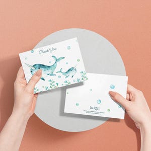 Ocean Animal Thank You Cards: Baby Shower Set of 12 with Envelopes image 6