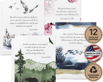 Sympathy Cards: Scripture Bible Verse Set of 12 with Envelopes