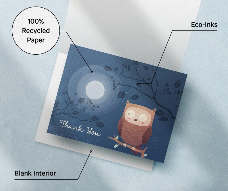 Woodland Animal Thank You Cards, Baby Shower Designs (Set of 12 with Envelopes) image 7