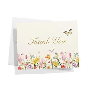Spring Florals Thank You Cards - Set of 12 Floral Watercolor Thank You Card Set