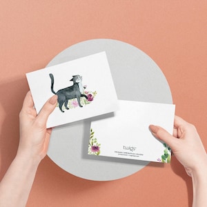 Watercolor Cat Greeting Cards, 4 Designs (Set of 12, Blank Inside) image 5