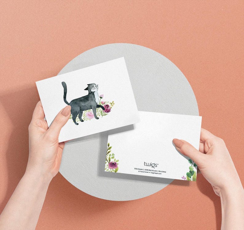 Watercolor Cat Greeting Cards, 4 Designs (Set of 12, Blank Inside) image 5