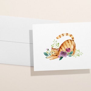 Cat Greeting Cards Adorable Watercolor Animal Cards for Any Occasion Blank Interior for Personal Greeting Set of 12 Cards & Envelopes image 5